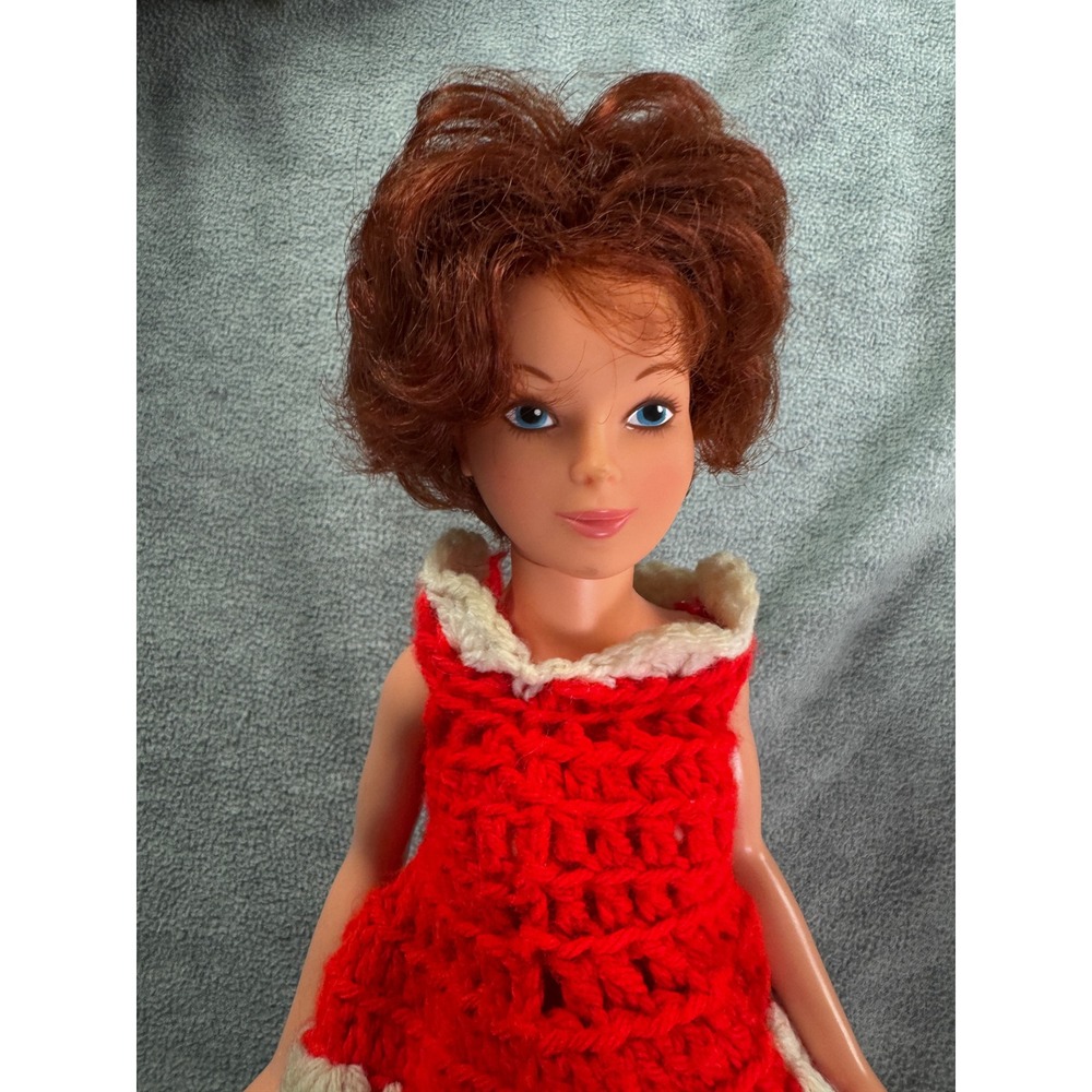 Vintage Ideal Magic Hair Crissy Doll with Original Box One‎ Hair Piece Red Dress
